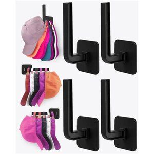 Hat Rack Wall Organizer 4 Pack Adhesive Hooks Baseball Cap Storage Multi Purpose